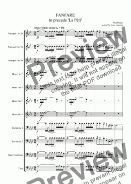 page one of FANFARE to precede 'La Péri'