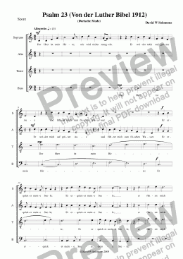 page one of Psalm 23 (Der Herr ist mein Hirte - The Lord is my Shepherd) SATB