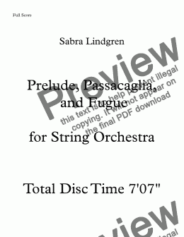 page one of Prelude, Passacaglia, and Fugue for String Orchestra