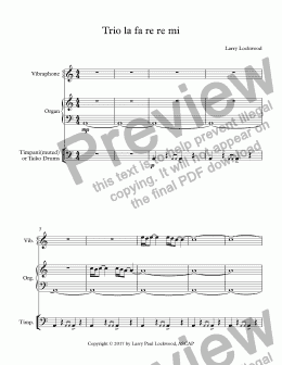 page one of Trio la fa re re mi, for vibraphone, organ & timpani