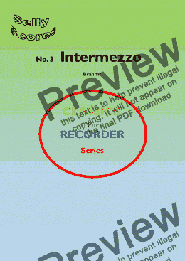 page one of CLASSICS FOR RECORDER SERIES 3. Intermezzo OP.117 Brahms  for Descant Recorder and Piano