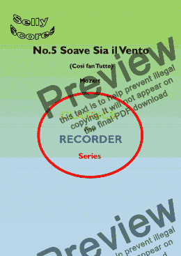 page one of CLASSICS FOR RECORDER SERIES 5. Soave Sia il Vento (Cosi Fan Tutte) for Descant Recorder and Piano