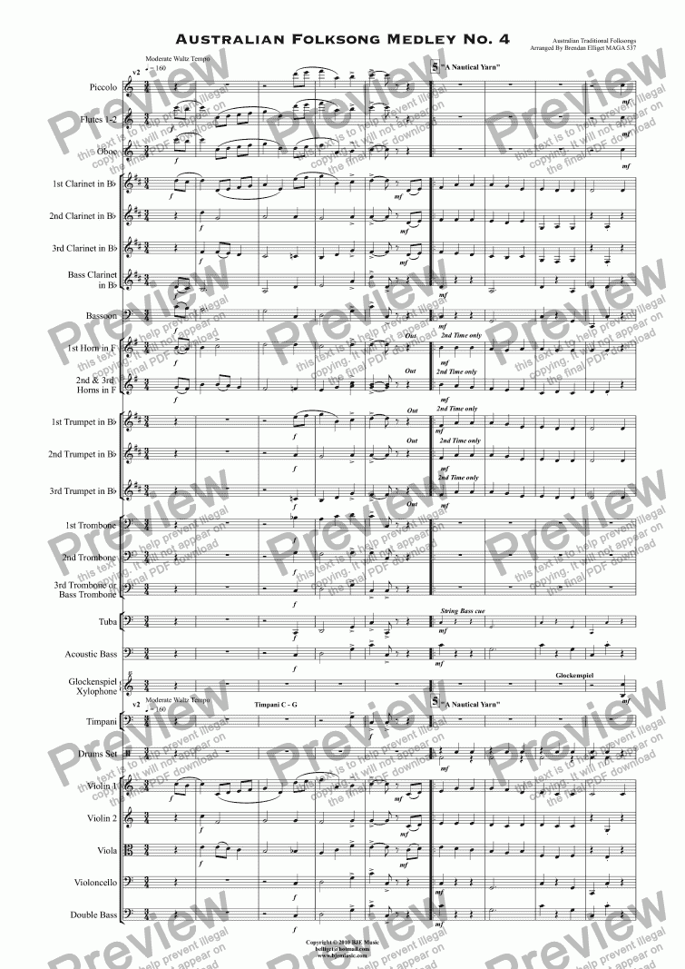 Australian Folksong Medley No. 4 - Orchestra - Sheet Music PDF file