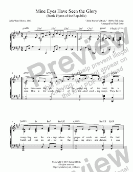 page one of Mine Eyes Have Seen the Glory (Battle Hymn of the Republic / Glory! Glory! Hallelujah) - Piano Solo