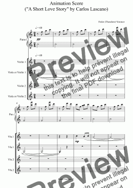 page one of Animation Score  ("A Short Love Story" by Carlos Lascano) ( https://www.youtube.com/watch?v=7gt1KIv4v0s )