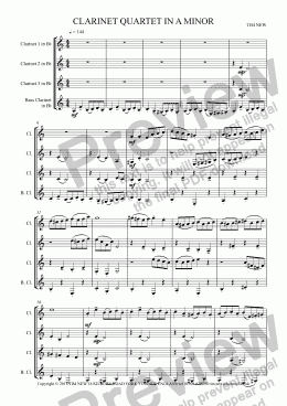 page one of CLARINET QUARTET IN A MINOR