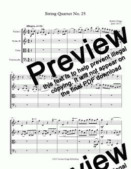 page one of String Quartet No 25 - Score and parts