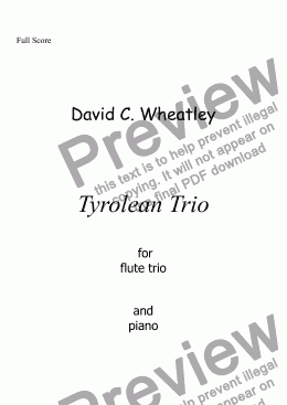 page one of Tyrolean Trio for flute trio and piano by David Wheatley