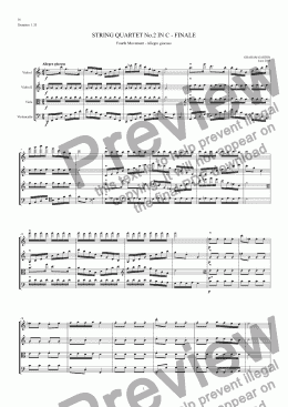 page one of STRING QUARTET No.2 IN C (14 minutes) - FINALE Allegro giocoso 4-pages 1.35