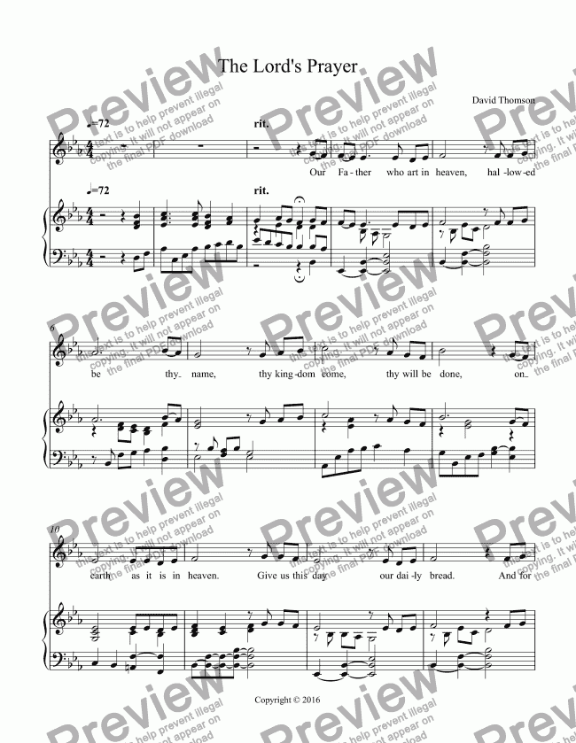 The Lord's Prayer (debts) - Download Sheet Music PDF file