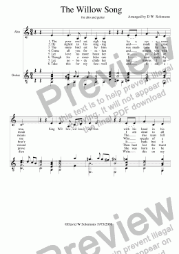 page one of The Willow Song (alto and guitar)