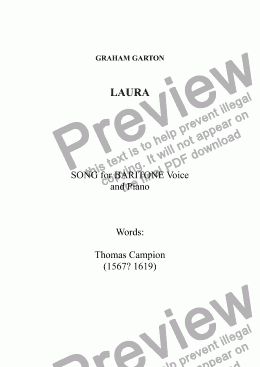 page one of SONG - 'LAURA' for Baritone Voice and Piano. Words: Thomas Campion (1567?-1619)