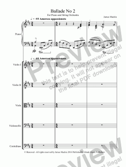 page one of Ballade No 2 For Piano and String Orchestra