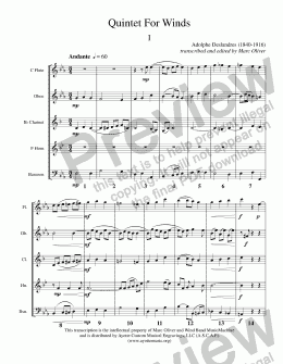 page one of Deslandres - Quintet for Winds