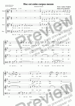 page one of Hoc est enim corpus meum German version for SATB choir