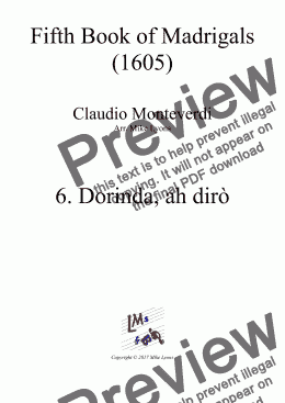 page one of Brass Quintet - Monteverdi Madrigals Book 5 - 06. Dorinda, ah dirò