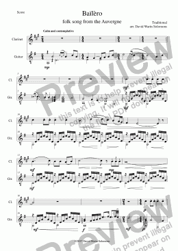 page one of Bailero for clarinet and guitar