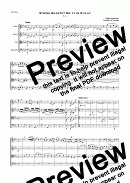 page one of Mozart - String Quartet No.11 in E flat