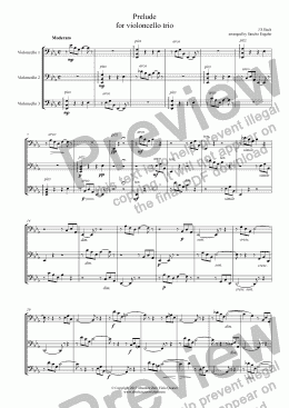 page one of Bach - PRELUDE FOR CELLO TRIO