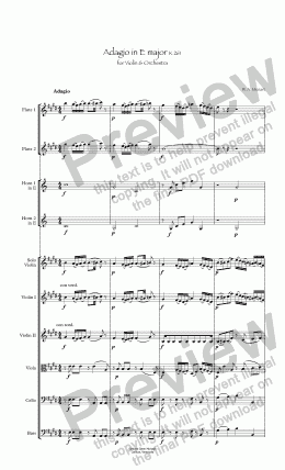 page one of Adagio in E major K 261  for Violin & Orchestra