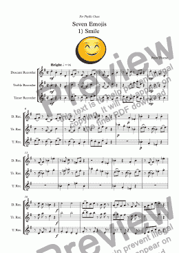 page one of Seven Emojis for recorder trio