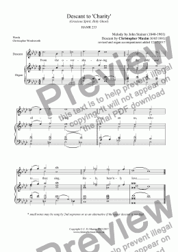 page one of Descant to 'Charity' (Gracious Spirit, Holy Ghost) with special organ accompaniment