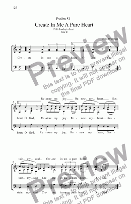 page one of Psalm  51 Create In Me A Clean Heart (Introit)