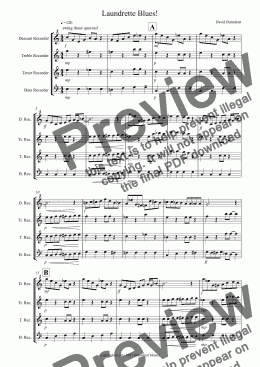 page one of Laundrette Blues! for Recorder Quartet