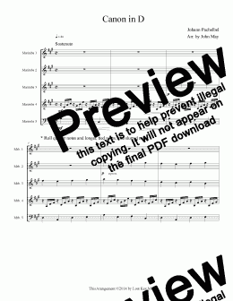 page one of Canon in D - Keyboard Percussion Ensemble