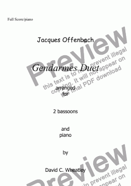 page one of Offenbach - Gendarmes Duet for 2 bassoons with piano accompaniment