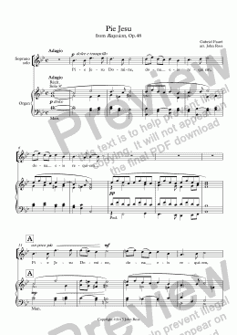 page one of Pie Jesu (Faure: Requiem) (Soprano solo, SATB, Organ)