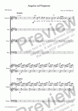 page one of Angelus ad Virginem  SATB  Version