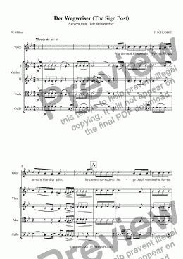 page one of SCHUBERT: Der Wegweiser (The Sign Post), arranged for Voice and string quartet