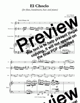 page one of El Choclo (for flute, bandoneon, bass and piano) - Score and parts