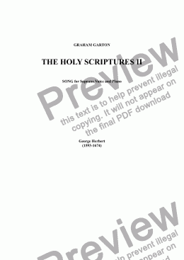 page one of CHORAL SONG - 'THE HOLY SCRIPTURES II' Arrangement of Soprano Song for SATB Choir a cappella. Words: George Herbert (1593-1633)