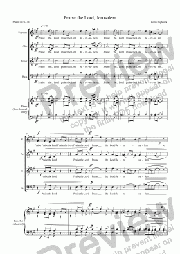 page one of Praise the Lord, Jerusalem