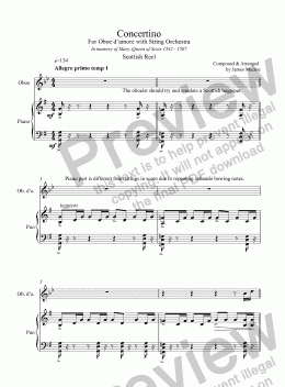 page one of Concertino for Oboe d' Amore (piano Reduction)