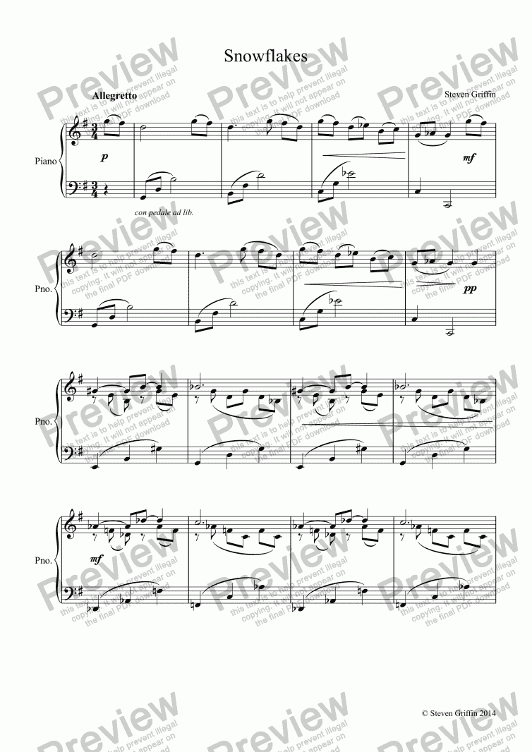 Snowflakes - Download Sheet Music PDF File