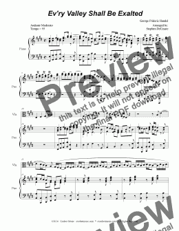 page one of Ev'ry Valley Shall Be Exalted (for Viola and Piano)