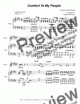 page one of Comfort Ye My People (for Bb-Clarinet and Piano)