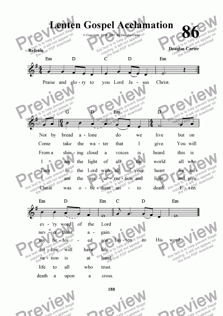 Lenten Gospel Acclamation Download Sheet Music Pdf File 0610