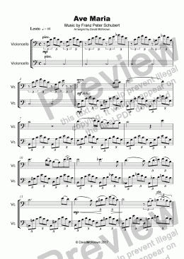 page one of Ave Maria by Franz Schubert, Duet for two Cellos