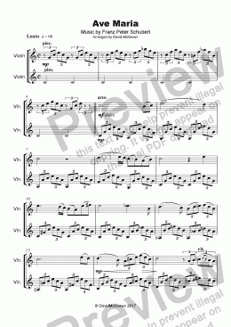 page one of Ave Maria by Franz Schubert, Duet for two Violins