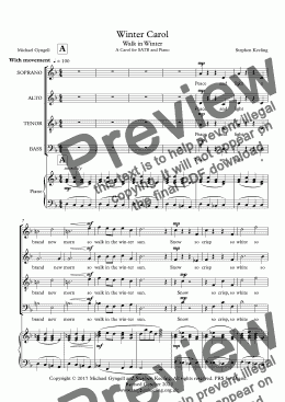 page one of Winter Carol -  for SATB and Piano 