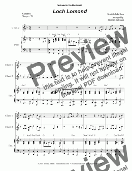 page one of Loch Lomond (Duet for C-Instruments)