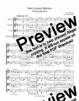 page one of Veni Creator Spiritus (String Quartet) Score and Parts