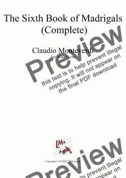 page one of Brass Quintet - Monteverdi Madrigals Book 6 (Complete)