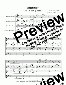 page one of Interlude (AATB sax quartet)