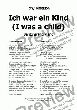 page one of Ich war ein Kind  (I was a child)