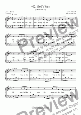 page one of God's Way - Easy Piano 402